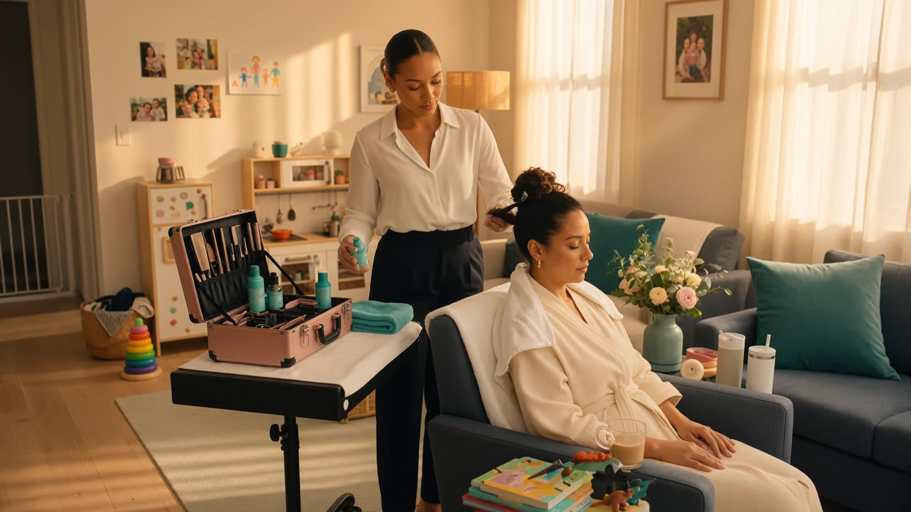 In-home beauty session with a parent in New York City